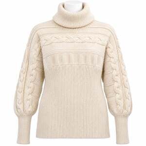 JOA Chunky Sweater Women Size Small Cream Cable Knit Ribbed Turtleneck Cabincore